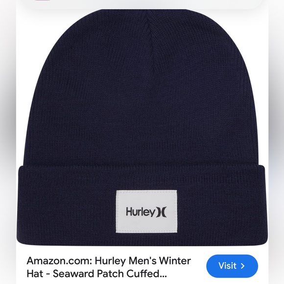 Hurley Men's Winter
Hat - Seaward Patch Cuffed.. color Obsidiana new - Picture 3 of 10